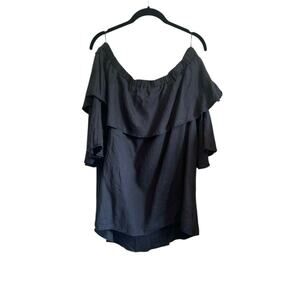 Neiman Marcus Off the Shoulder Dark Chambray Top 100% Linen Size XLarge